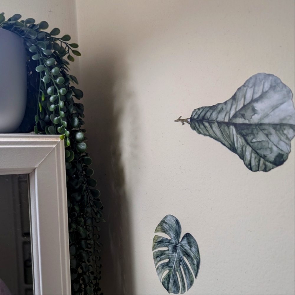 New Wall Decals Peony Flower & Leaf Green